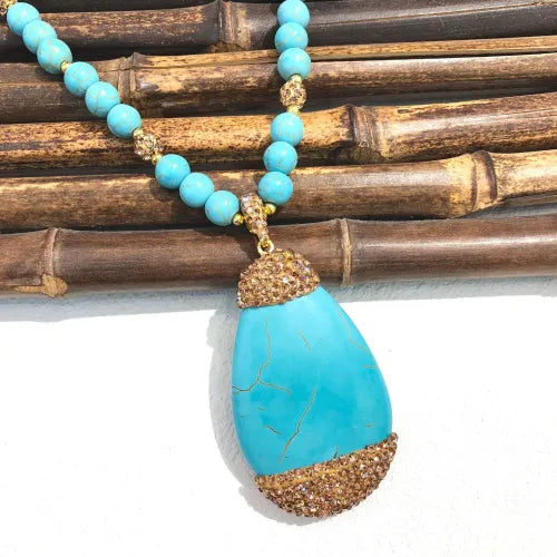 Turquoise Stone Amazonite Pendant Necklace