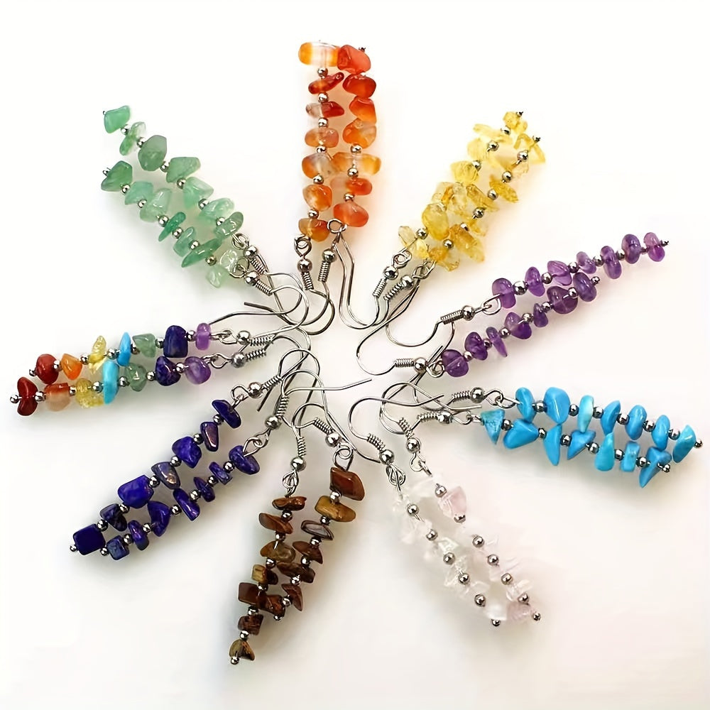 Boho Colorful Gemstone Drop Earrings