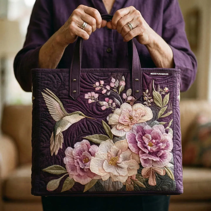 Borsa Artigianale Imbottita - Colibrì e Orchidee
