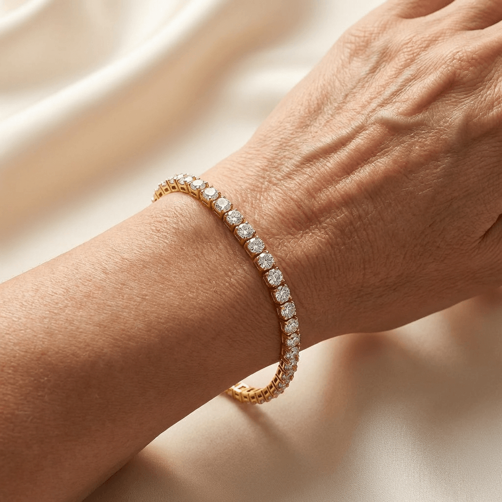Elegant Gold Plated Zirconia Adjustable Tennis Bracelet