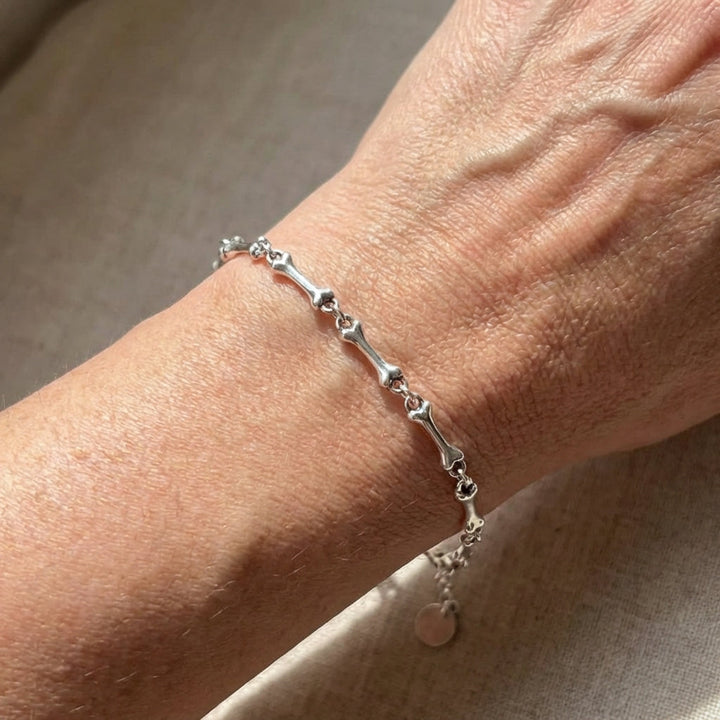 Silver Tone Bone Charm Bracelet