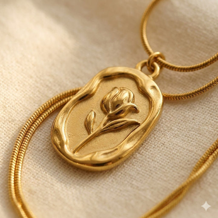Rose Tulip Pendant Necklace
