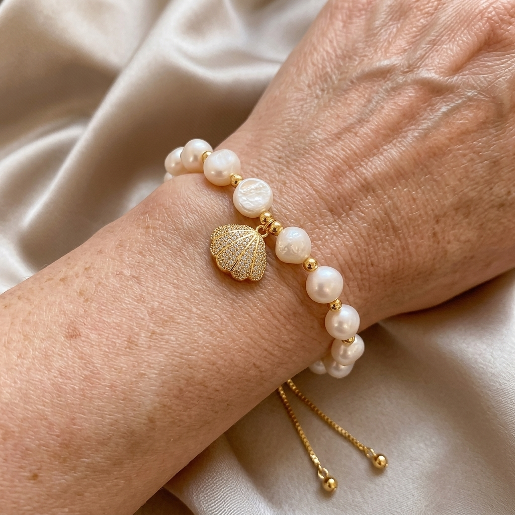 Silver Tone Baroque Pearl Bracelet