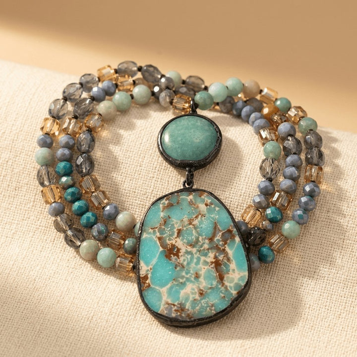 Vintage Boho Stone Pendant Necklace