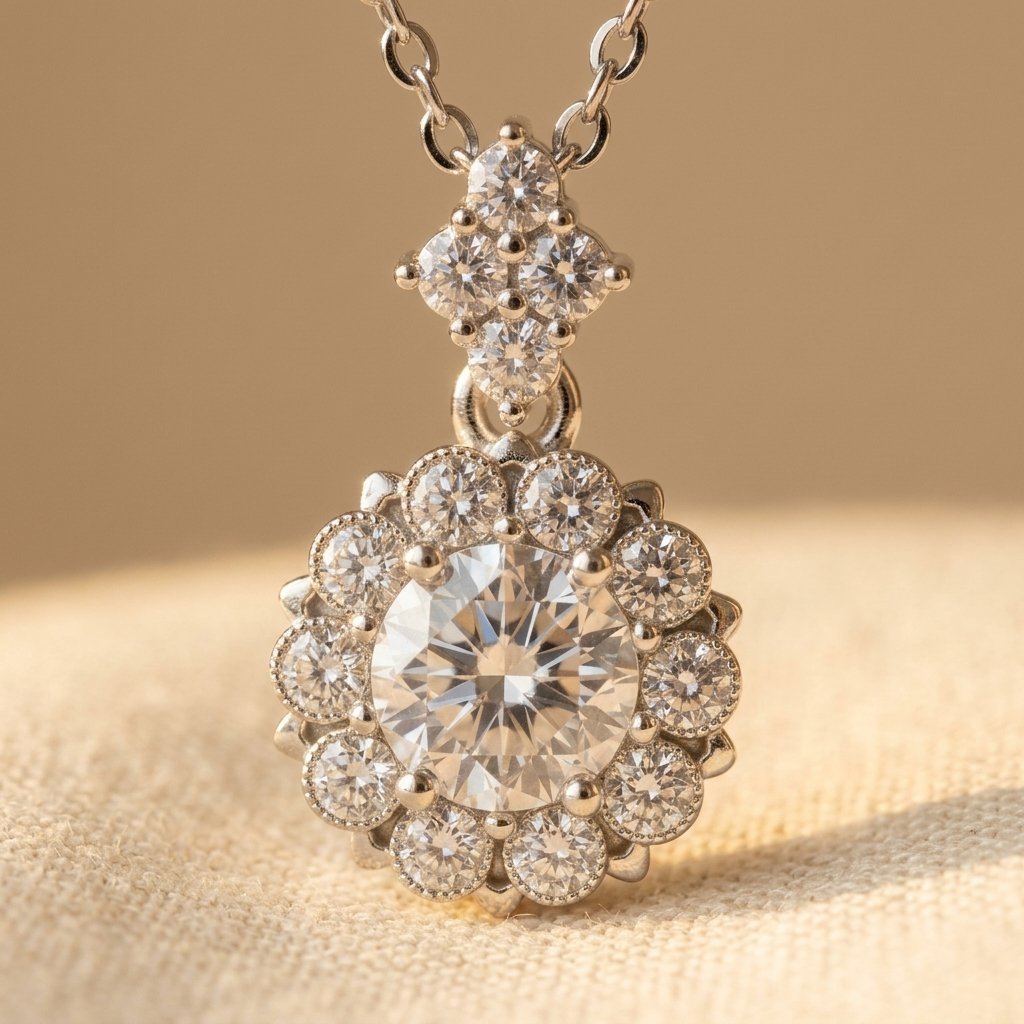 Elegant Round Crystal Pendant Necklace