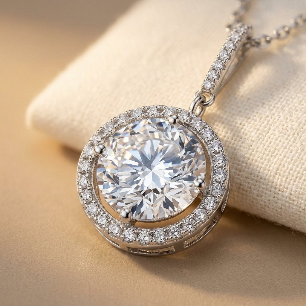 Plated Crystal Solitaire Necklace