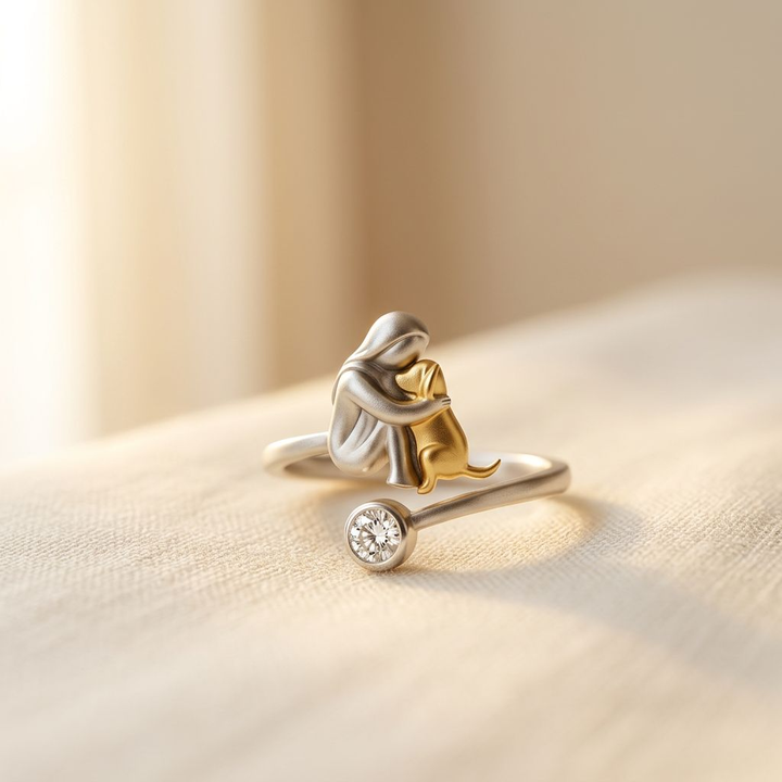 Silver Dog Ring with Zirconia Stones