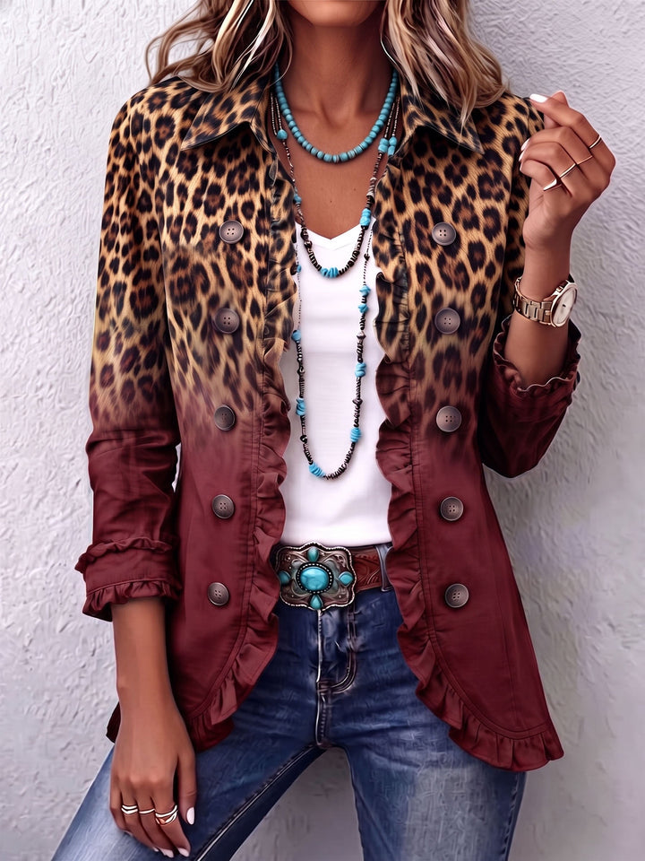 Cassandre | Ombré Leopard Ruffle Blazer