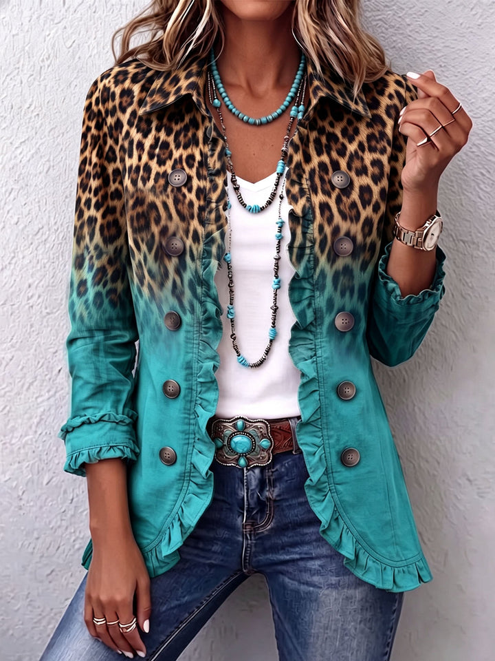 Cassandre | Ombré Leopard Ruffle Blazer