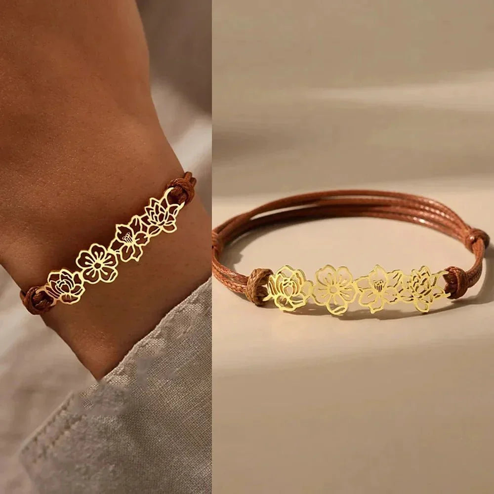Personalized Birth Flower Bracelet