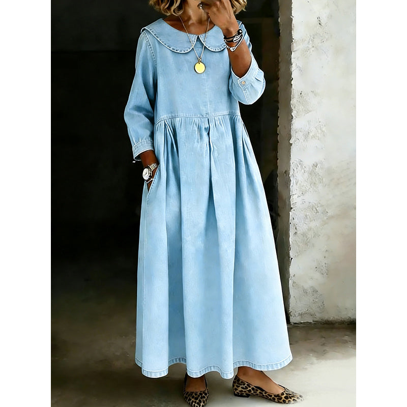 Loose Long Sleeve Maxi Dress with Pockets